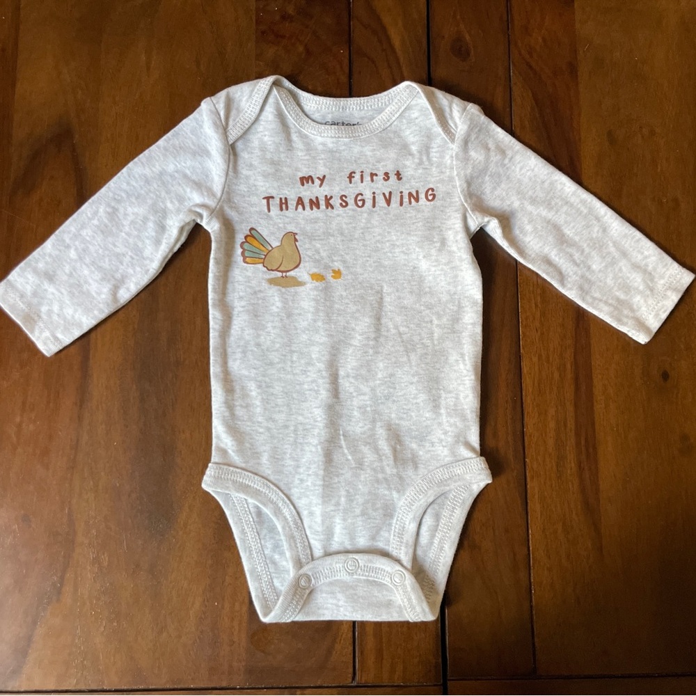 Carter's Gray Thanksgiving Turkey Bodysuit